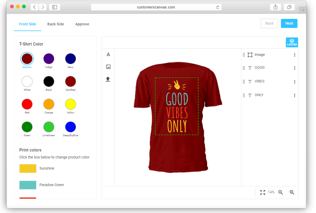 New online demos Use various features to create Tshirt designs